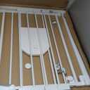 Babelio Auto Close Baby Gate with Cat Door,29-43" Metal Gate for Doorway,Stairs, House,Easy Walk Thru with Pet Door,Includes 4 Wall Cups and 3 Extension Pieces,White