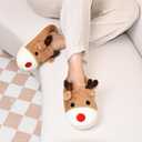 Cute Animal Slippers for Women - Fuzzy Plush Memory Foam Indoor, Machine Washable Cozy House Shoes (Beige)