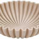 YMXYJM Large Decorative Bowl, Modern Handicraft Bowls for Home Decor, Decorative Fruit Bowl for Kitchen Counter, Ruffle Decor, Stylish Key Bowl for Entry Table, Artificial Stone Beige
