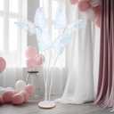 Havawish 5.2ft Giant Butterfly Decoration Huge Artificial Gauze Butterfly with Standing Base for Wedding Church Party Birthday Home Garden Backdrop Decorations(White,3 Pcs)