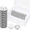 BBTO 24 Pieces Name Tags Magnets Magnetic Name Badge Round Adhesive Magnetic Pin Backs for Clothes with Plastic Storage Box for Circle Badges(Diameter of 1.7 cm/ 0.67 inch)