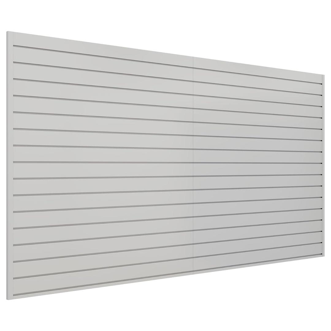 Slatwall Panel 8 FT x 4 FT, Interlocking Slat Wall Paneling Garage Wall Organizer, Wall Mounted PVC Slat Wall Panels, Suitable for Garage Wall Storage, Slatwall Board, Shelves - Grey