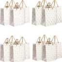 Sparkle and Bash 16-Pack Medium White and Gold Gift Bags with Handles & Tags for Weddings Baby Bridal Showers Birthday Party Favors, 4 Geometric Foil Designs (8 x 10 x 4.5 Inch Gift Bag)
