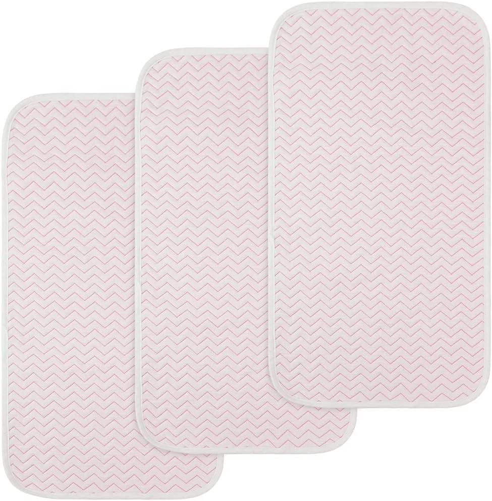 BlueSnail Ultra Soft and Absorbt Quilted Fiber Waterproof Changing Pad Liner 3pk (Pink)