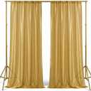Gold Backdrop Curtain 10x10ft, 2 Panels Gold Drapes with Rod Pocket, Wrinkle Free Curtain for Wedding Golden Photo Background for Prom, Graduation, Birthday, Wedding Party YUNBSDJ069
