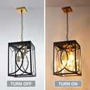 Outdoor Pendant Light Fixtures, Modern 3-Lights Exterior Hanging Lantern Clear Glass Panel, Black Large Outdoor Chandelier for Porch Patio Front Door