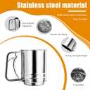 3 Cup Flour Sifter Set - Stainless Steel Mesh + Sugar Shaker & Duster, No Lumps, Smooth Fluffy Cakes Pastries for Home Bakers Chefs, Elevate Dessert Texture Easily
