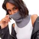 Winter Neck Warmer Scarf Neck Gaiter for Men Women, Windproof Neck Warmer Ski, Tube Circle Neck Scarves (Gray)