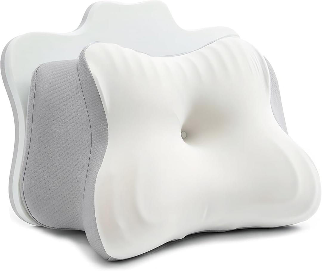 Maphorzene Cervical Pillow for Neck Pain & Side Sleepers Patented Ergonomic Memory Foam Pillow  Adjustable Height for Back & Side Sleeping, Anti-Snoring (Grey+White, Adjustable Height)