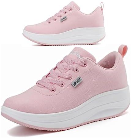 RUIDENG Walking Shoes for Women Air Cushion Nurse Slip Resistant Work Running Sneakers Platform Sneakers Comfortable Rocker Thick-Soled Weight Light Size 7,5