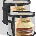 Hat Storage Box Organizer with Clear Window, Round, Set of 2, Black