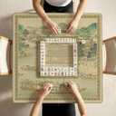 Retro Chinoiserie Mahjong Mat 31.5 x 31.5 in, Vintage Oriental Non-Slip Noise Reduction Mahjong Table Cover Accessories and Supplies for Dominoes Poker Card Board and Tile Games Gifts
