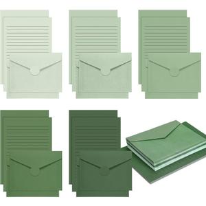 100 Pcs Stationery Lined Stationery Paper and Envelopes Set Includes 50 Letter Writing Paper and 50 Envelope for Office, 5.5 x 8.25 Inch(Sage Green)