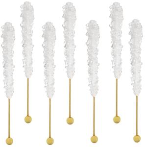 Fruidles White Rock Candy Lollipops Pops Candy Suckers, Color and Flavor Assortment, 6.5" (6-Pack) (EXP 08/26/26)