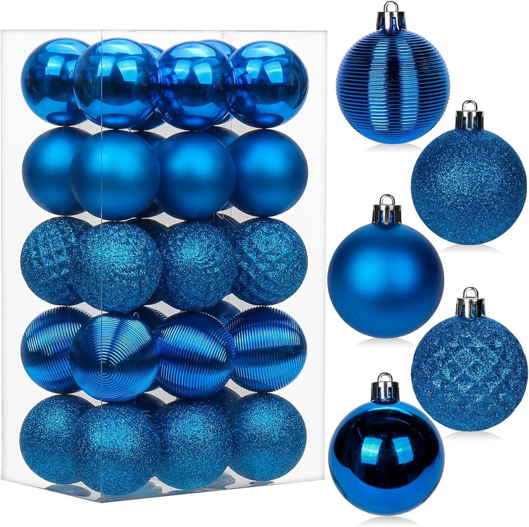 30PCS 2" Christmas Ball Ornaments Shatterproof Blue Christmas Tree Decorations Xmas Tree Balls Halloween Ornaments Dcor