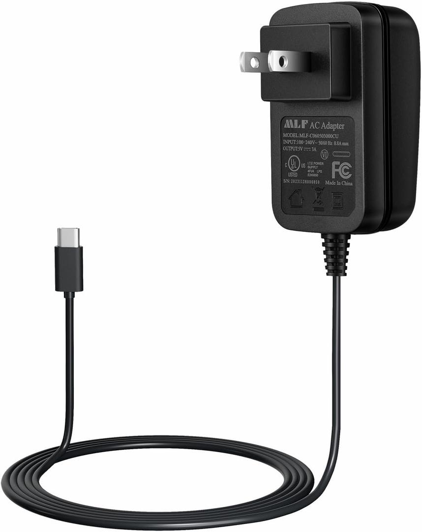 5V 3A USB C/Type-C Power Supply Adapter, 5 Volt 3000mA Power Cord Adapter for Raspberry Pi 4 Model B 1GB/2GB/4GB and More 5V 15W Office or Home Devices,UL Listed FCC