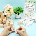 97 Pcs Baby Shower Games Sign Kit,Including Decorate a Block Game Sign 72 DIY Blank Wooden Block 24 Painting Pen to Draw Your Idea for Baby Shower Game Gender Reveal Party