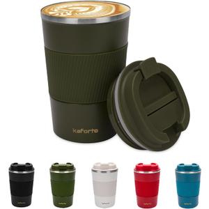 16oz Insulated Coffee Travel Mug Stainless Steel Vacuum Coffee Cup Leakproof with Screw Lid Double Wall Coffee Tumbler Reusable Thermal Cup for Hot/Iced Beverage - 510ml, Green