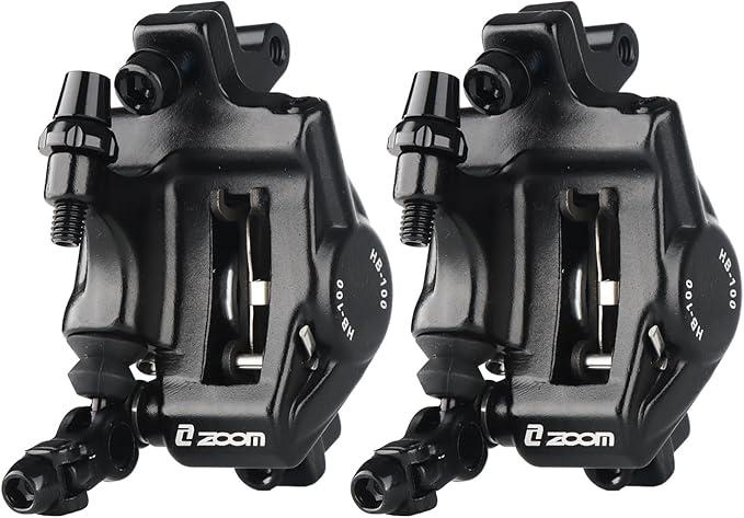 Zoom Hydraulic Disc Brake Calipers: HB-100 MTB Bike Disc Brakes Front & Rear Caliper Set for Mountain, Road Bicycle and E-Bike (Pair, Black)