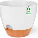 GARDIFE 12 inch planters, Plant Pots,Self Watering Pots, Large Plastic Flower pots with Deep Reservior and High Drainage Holes for Indoor Outdoor Plants and Flowers, White