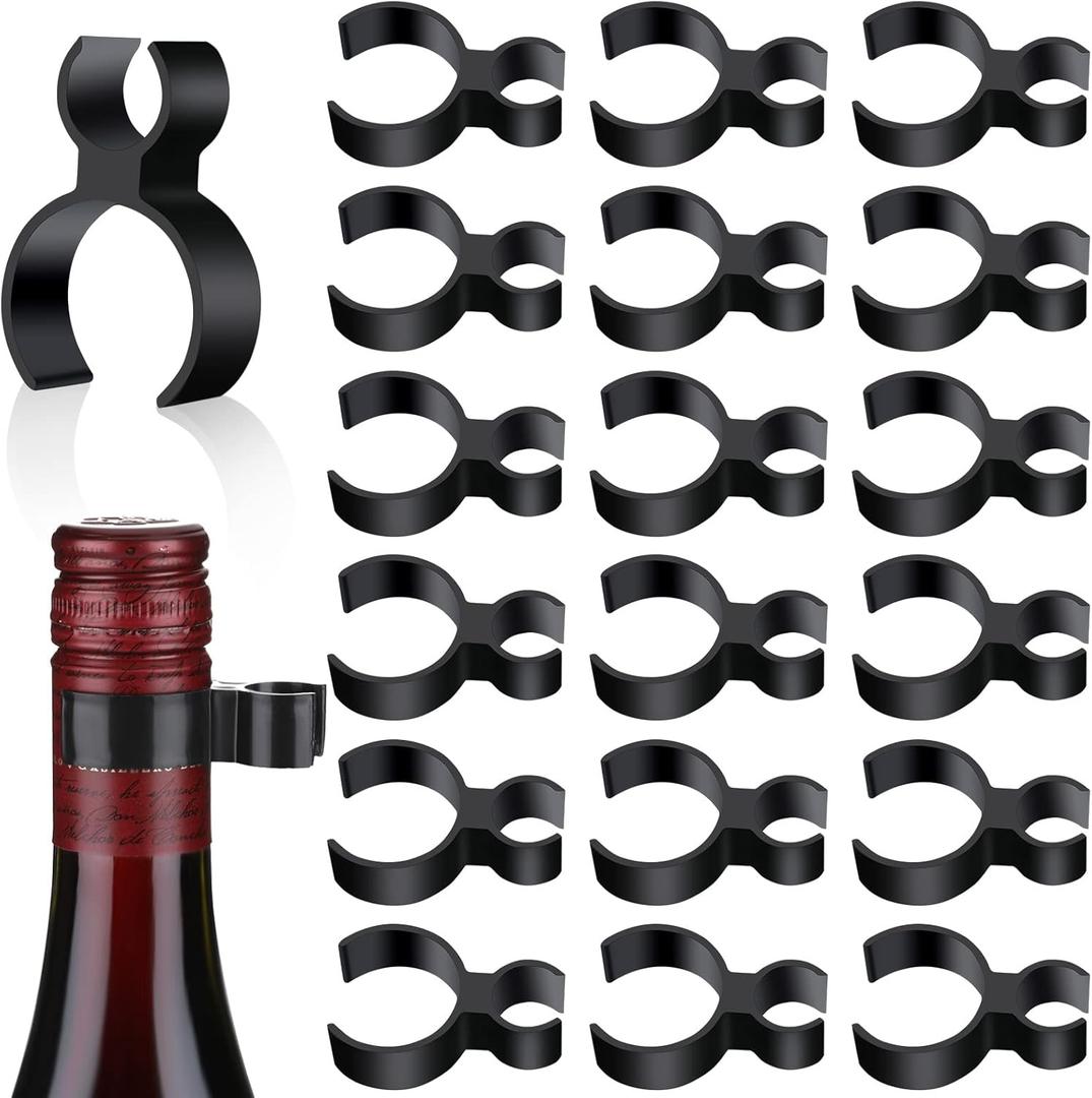 Champagne Bottle Glitter Single Holder Safety Clips Black Plastic Bottle Service Glitter Clips for Candle Christmas Parties Wedding Ceremony Anniversaries Home Kitchen (18)