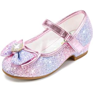 Furdeour Girls Dress Shoes Mary Jane Wedding Flower Bridesmaids Heels Glitter Princess Shoes for Kids Toddler, US 13