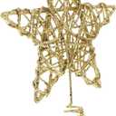 Glittered Christmas Tree Topper Illuminated Five-Pointed Star Decoration for Home Decor Easy to Install Holiday Treetop for Festive Celebrations (Golden)