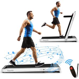  4.75HP 2 In 1 Folding Treadmill W/Remote APP Control - White