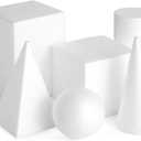 Bright Creations Foam Shapes Set - 6-Pack, White, 2.5-5.9 in - Geometric Shapes for Drawing & Modeling - 3D Foam Forms for Crafts & Education