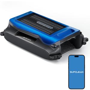 4 x 24/7 Solar Powered Pool Skimmer Robot with APP Support, Automatic Electric Floating Surface Cleaner for Above Ground & Inground Pools, Auto Robotic Pool Skimmer Bluetooth ControlBlue