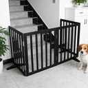 Dog Gate Indoor, Freestanding Dog Fence for The House, Doorways, Hallways,or Stairs,Pet Gate Foldable Wooden,Expandable 32" Height 2 Panels,Black, 2 Panels 40‘’W x 32''H