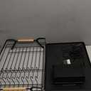 Epicano Dish Drying Rack for Kitchen Counter,Space-Saving Dish Rack,Rustproof Dish Drainer with Utensil Holder and Knife Slots for Sink,Kitchen Drying Rack with Wooden Handle and Cup Holder, Black