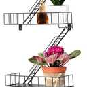 Zonon Black 6 Tier Fire Escape Wall Shelf Hanging Metal Ladder Shelves Wall Decor Decorative Bookshelf Organizer Floating Trinket Shelves Action Figure Shelf for Home Bedroom Storage Display