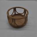 Set of 2 Small Boho Rattan Wicker Round Riser Plant Stand Indoor,Rustic Farmhouse Natural Wooden Circle Pedestal for Decor & Display, Tabletop, Office Decor (Round - 6" & 8")