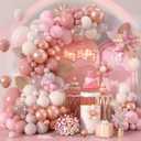 Paready Rose Gold Balloon Arch, 120 Pcs Blush Pink Balloon Garland, Dusty Pink Retro Ivory Metallic Rose Gold Clear Balloons for Birthday Girls Bridal Baby Shower Wedding New Year's Party Decorations