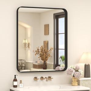 20x24 Inch Black Metal Framed Bathroom Mirror for Wall