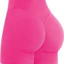 Sunzel Women's Invisible Butt Scrunch Shorts, High Waisted Biker Shorts, Gym Workout Yoga Running Shorts with Tummy Control (Medium, Hot Pink)