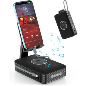 TechGlow Foldable Cellphone Stand with Bluetooth Speaker and Charging Function Built-in Cables Birthday Gifts for Men Women Mother Father Boy Girl Teens Stocking Stuffers for Adults