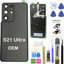 LEAFE for Samsung Galaxy S21 Ultra Back Glass Replacement,OEM Original Back Cover Replacement for Samsung Galaxy S21 Ultra 5G (6.8 inchs) with Repari Tools and Pre-Installed Adhesive (Phantom Black)