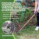 Haliaeetus Hula Hoe, 58'' Stainless Steel Scuffle Hoe, Action Hoe for Weeding in Push-Pull Motion, Stirrup Hoe with Comfortable Wood Long Handle for Standing to Weed on Flower Bed and Between Plants