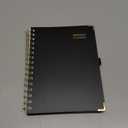 RETTACY Undated Planner, Weekly and Monthly, 53 Weeks and 12 Months, Medium Size (5.7" x 8.3"), 24 Self-adhesive Monthly Tabs, Hardcover, 100 GSM Thick Paper, Spiral-bound (Black)