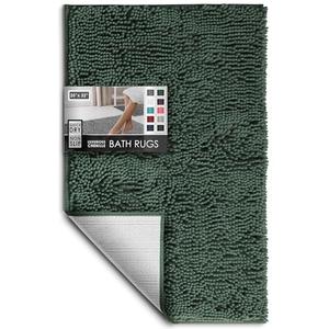 Hearth & Harbor Bathroom Rugs, Chenille Bath Mat - Machine Washable Bath Mats for Bathroom Non-Slip Backing Rubber, Quick Dry Bathroom Mat