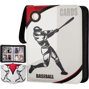 Baseball Card Binder 440 Pockets, 55 Sleeves Small Baseball Binder 3 Ring Zipper Trading Cards Holder 4 Pocket, Mini Sport Collection Book Storage Organizer, Album Folder Case Photocard Protector Gift