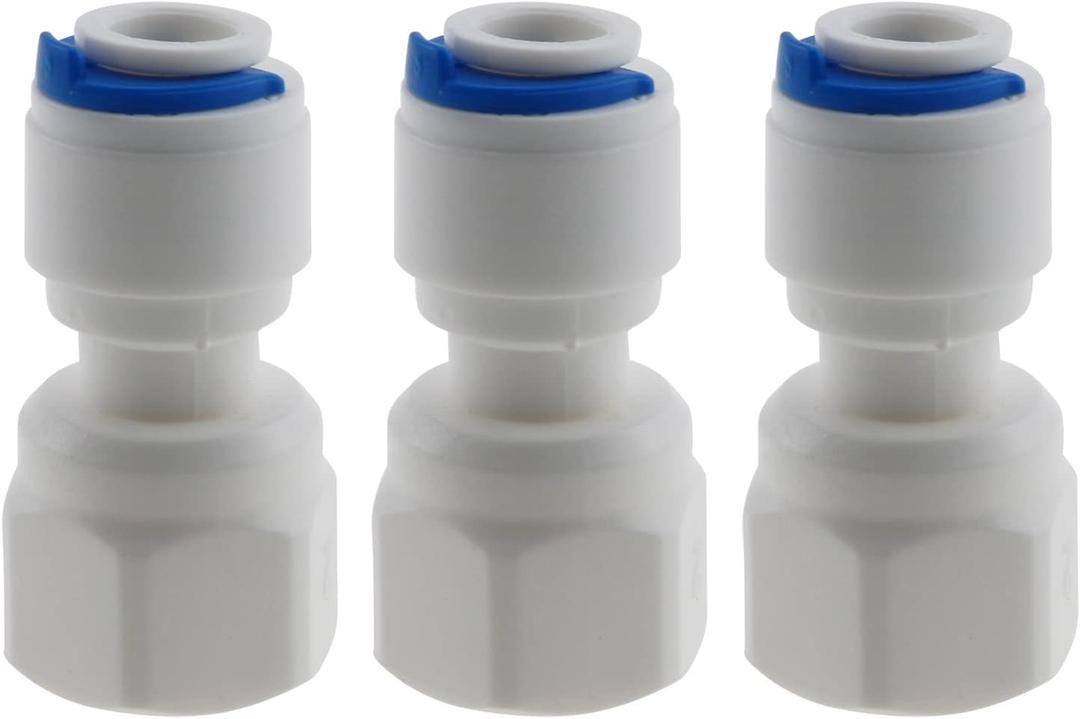 3pcs 1/4 Female NPT 1/2in(12.5mm) Thread Adapter to 1/4 Inch (6.35mm) Quick Connect Plastic RO Fittings Water Purifier Accessories