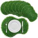 8 Pcs Golf Artificial Grass Mat Placemats Green Fake Grass Tiles Table Centerpieces Placemats Sport Theme Party Decorations for Wedding Baby Shower Golf Lovers