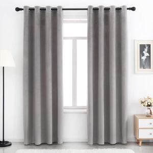SPXTEX Grey Velvet Curtains for Living Room and Bedroom - Super Soft, Blackout, Heavy, 108 Inches Long With Grommets - Set of 2 Panels, Light Grey