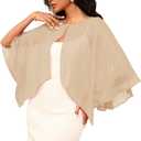 Chiffon Large Capelets Shawl Wraps Women's Girls Shrug for Evening Dress Wedding Cape Cover Up 1920s, One Size