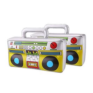 Decora 16 inch Novelty Inflatable Boombox for 80s 90s Party Decoration, Silver, Pack of 2