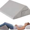 Knee Wedge Pillow, Memory Foam Leg Pillow Bed Wedge for Sleeping, Post Surgery Triangle Pillow for Knee Support, Leg Elevation, Hip Back Pain Relief (23.6" x 23" x 7.9", Large Size, Grey)