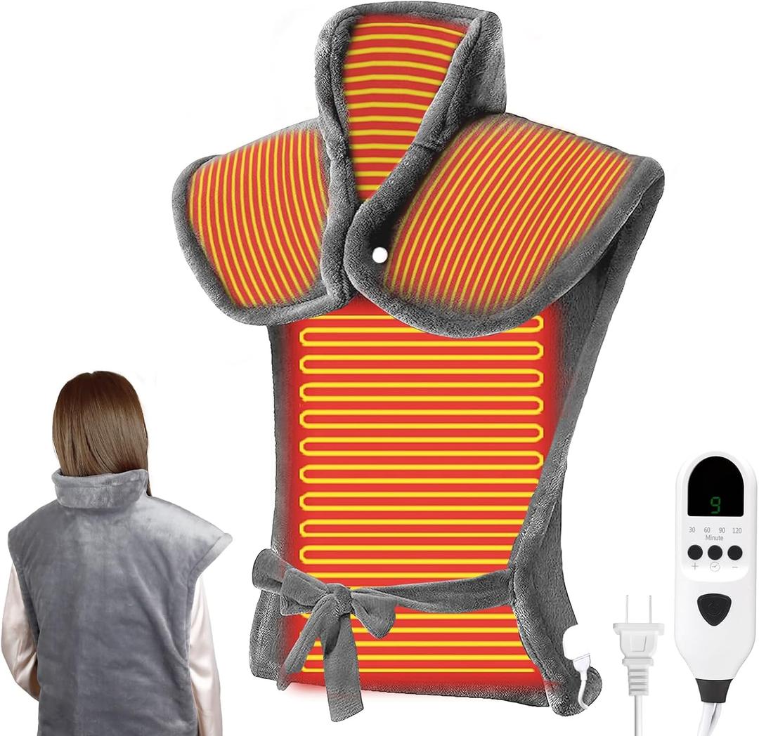 Heating Pad for Back, 23''  37'' Large Electric Heating Pad for Neck and Shoulders and Back, 9 Heat Settings & 4 Timers, Auto Shut-Off, Washable, Birthday Valentine Gifts for Women Men